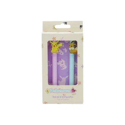 Image de CYPBRANDS Pokemon, Stylo, Set de 2 stylos, Eeve, Pikachu Écriture, Multicolore, Produit Officiel