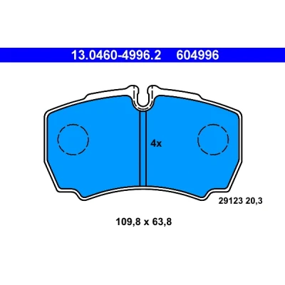 Image de ATE 13.0460 4996.2 Jeu de plaquettes frein préparé pour indicateur d&#039;usure, contact signal d&#039;usure exclu IVECO: DAILY 6 , 4 Kasten/Kombi