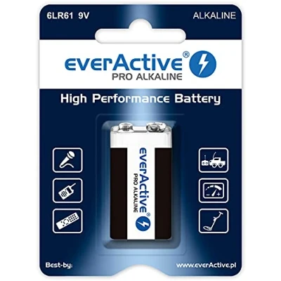 Image de everActive Lot de 10 Piles alcalines 9 V, Bloc 6LR61 6F22, Haute Performance, durée Vie 5 Ans, Cartes Blister