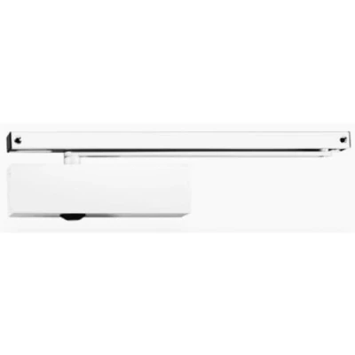 Image de Geze Ferme porte TS 5000 blanc avec rail coulissant et plaque de montage EN 2 6 pour portes à un vantail jusqu&#039;à 1400 mm largeur amortissement d&#039;ouverture, force fermeture