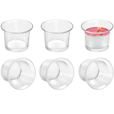 Image de Belle Vous Bougeoir Verre (Lot de 6) à Bougie Chauffe Plat en Transparent Chaque a Mesure 4,5 x cm pour Les Mariages, Dîners, Spas et la Méditation