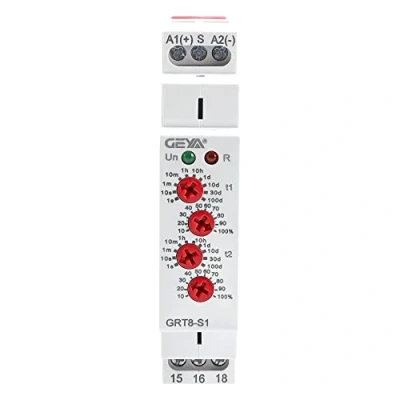 Image de GEYA Relais de Temps Cycle asymétrique 1SPDT 16A AC/DC12V 240V temporisation minuterie répétition sur Rail DIN (GRT8 S1,AC/DC12V 240V)