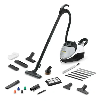 Image de Kärcher Aspirateur Vapeur SV 7, Pression: 4 bar, Préchauffage: 5min, Débits Réglables, Plusieurs Filtres, 2 Réservoirs, avec Kit de Nettoyage, Suceur pour Rembourrages et Fentes, Pinceau Meubles