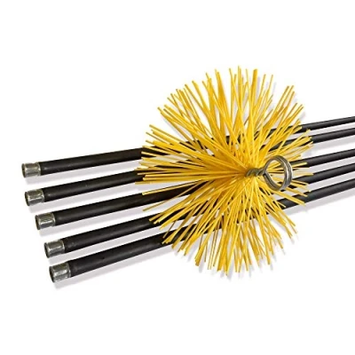 Image de Kit de ramonage conduits gainés Brosse hérisson synthétique Diamètre 250 mm 7 mètres en 5 cannes 1,40 m Cheminées Kibros 4KIT_25b
