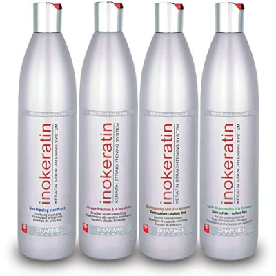 Image de Kit Lissage Brésilien Inokeratin Jusqu&#039;à 6 Applications 4 x 500 ml à la Kératine et l&#039;Huile d&#039;Argan sans formol (Kit + Shampoing &amp; Après shampoing) Made in France