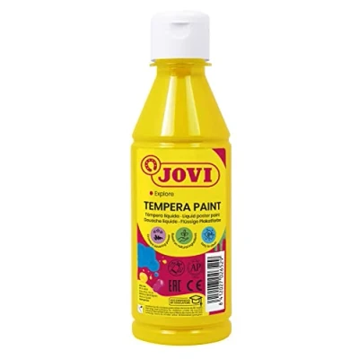 Image de Jovi Gouache liquide, bouteille de 250ml, Couleur jaune, Peinture à base d&#039;ingrédients naturels, Facile laver, Sans gluten, Idéal pour l&#039;école (50202)