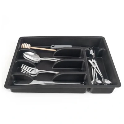 Image de KADAX organisateur de tiroir pour couverts, système rangement tiroir, robuste tiroirs, séparateur fonctionnel, range couverts (noir)