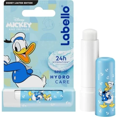 Image de LABELLO Hydro Care édition limitée Donald Duck (1 x 5,5 ml), Stick à lèvres FPS 15 hydratant pour enfants, Baume nourrissant hydratation longue durée