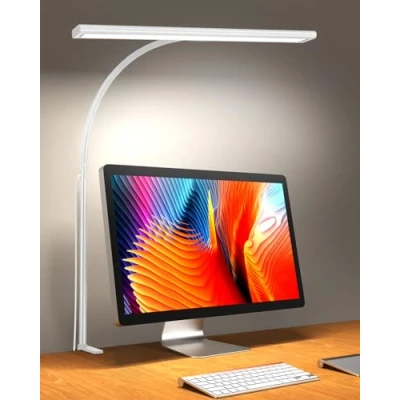 Image de iFalarila 2024 Version Lampe de Bureau 160 LED avec Pince, Table 3 Modes, Plus Lumineuse Lecture Flexible à 360 Adaptateur USB pour Travail, l&#039;étude ou