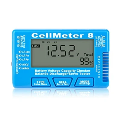 Image de Hanabitx 1 Pièce RC Cellmeter 8 Digital Battery Capacity Checker Controller Tester Testeur de Tension pour Li Ion NiMH Nicd Cell Meter Bleu