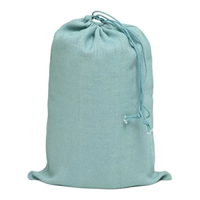 Image de La Cordeline Sac Rangement en Toile de Jute 400gr/m² avec Cordon Fermeture 55x95cm Coloris Bleu Pastel