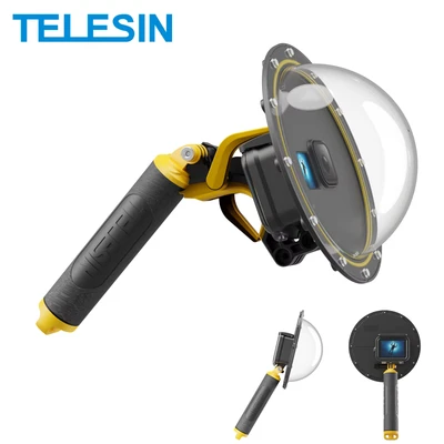 Image de TELESIN Port dôme pour GoPro Hero 11 10 9 Black Boîtier étanche Objectif de caméra plongée avec déclencheur à Pistolet, poignée Flottante Accessoires d&#039;action
