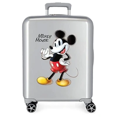 Image de Valise cabine Disney 100 Mickey Joyful Gris 40x55x20 cm ABS rigide Serrure TSA intégrée 38,4L 2 kgs 4 roues doubles bagage à main