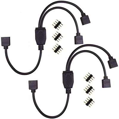 Image de PAUTIX 2pcs 4 broches 1 à 2 câble séparateur de bande LED, connecteur pour LED CCT COB RGB d&#039;angle ruban prise connexion