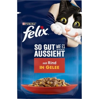 Image de FELIX Nourriture pour Chat Humide en gelée, avec bœuf, Lot de 26 (26 x 85 g)