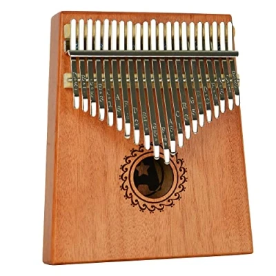 Image de A Star Piano à pouce Kalimba 21 touches avec corps en acajou Comprend un marteau d&#039;accord, guide de jeu et des protecteurs