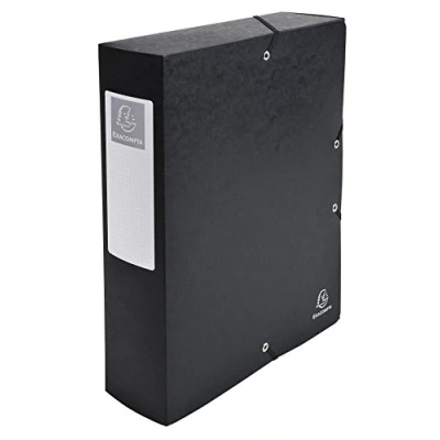 Image de Exacompta Ref. 50831E 1 boite de classement avec élastiques Exabox en carte lustrée 600g/m2 Dos 8 cm dimensions 25 x 33 pour documents A4 couleur noir livrée montée