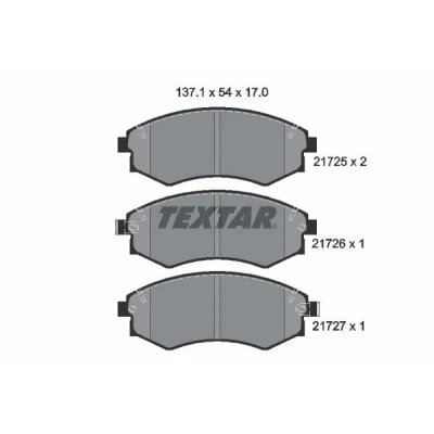 Image de TEXTAR 2172501 Jeu de plaquettes frein avec indicateur d&#039;usure HYUNDAI: Matrix, COUPE, Elantra III 5 portes, SSANGYONG: Musso SUV, Korando II SUV