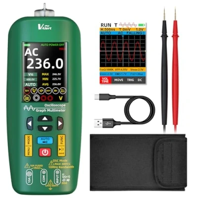Image de BSIDE O1 Multimètre Oscilloscope Portable 3 en 1 TRMS à Automobile LCD Couleur 4 Résultats 10Mhz Connectable sur PC Testeur Rechargeable de Tension Courant Continuité Capacité