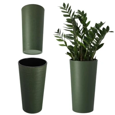 Image de KADAX Pot de Fleurs Haut pour Sublimer l&#039;Intérieur et l&#039;Extérieur, Alliance Parfaite Entre Design Moderne Fonctionnalité Exceptionnelle (Vert, 57.5 cm)