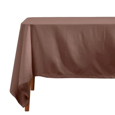Image de HOMESCAPES Nappe de Table rectangulaire, Linge en Coton uni Chocolat 137 x 228 cm