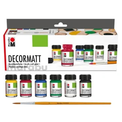 Image de Marabu Pochoir Motif 6 x 15 ml Decormatt Kit de démarrage