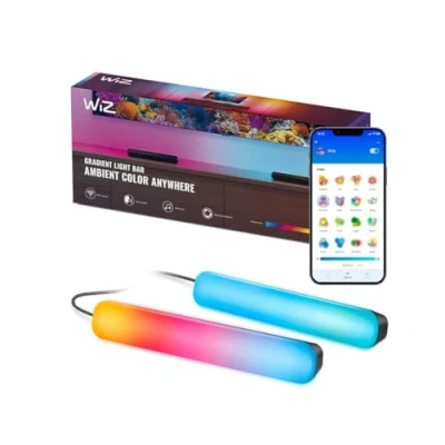 Image de WiZ Gradient Light Bars Affichage Multicolore RGBIC Installation Polyvalente Configuration Facile Connexion Wi FI Contrôle Via Application/Voix Compatible Google Home, Alexa et HomeKit
