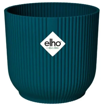 Image de Elho Vibes Fold Rond 30 Pot De Fleurs pour Intérieur Plastique 100% recyclé Ø 29.5 x H 27.2 cm Bleu/Bleu Foncé