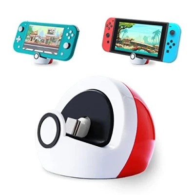 Image de Antank Mini Support de Charge pour Nintendo Switch/Switch Lite/Switch OLED, Station Type C, sans Projection, Compact, Portable, Blanc et Rouge