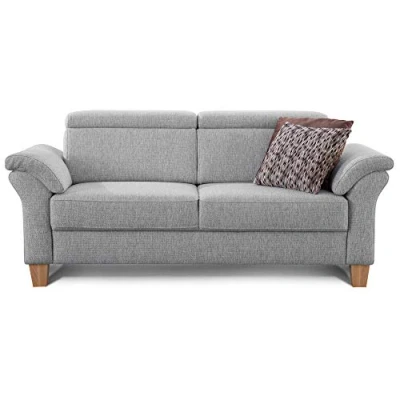Image de CAVADORE Ammerland Canapé 3 Places, Polyester, Tissu structuré argenté/Gris, Taille Unique