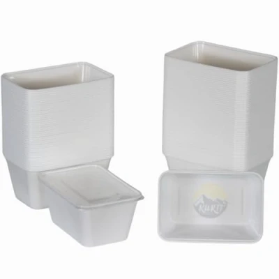 Image de KURTT Boîtes repas 1 voie 100 pièces à micro ondes 1000 ml Récipient alimentaire plastique Passe au lave vaisselle et réutilisable Fermeture