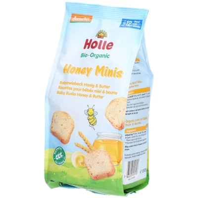 Image de Holle Honey Minis Biscottes pour bébés miel &amp; Beurre bio