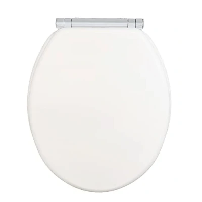 Image de WENKO siège WC Morra, de toilette avec charnière continue et abaissement automatique en MDF laqué plusieurs fois certifié FSC®, abattant à fixation hygiénique Fix Clip, 35 x 42 cm, blanc mat