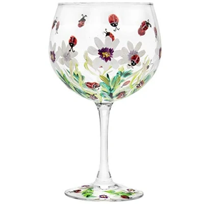 Image de The Leonardo Collection Lynsey Johnstone JNS_475167 Verre à gin peint la main Motif coccinelle avec boîte cadeau Multicolore