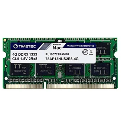 Image de Timetec 4 Go Compatible pour Apple DDR3 1333 MHz PC3 10600 CL9 MAC Book Pro (début/fin 2011), iMac (mi 2010, mi/fin 2011 21,5/27), Mini 2011)SODIMM Mise à niveau de la RAM