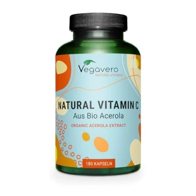 Image de Acerola Vitamine C BIO Vegavero® UNIQUE : 100% NATURELLE Sans Additifs Extraction en FRANCE 180 Gélules 1060 mg d’Extrait Par Dose VEGAN