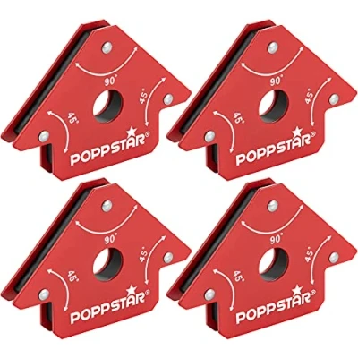 Image de Poppstar Positionneurs magnétiques de soudure petit set 4 / aimant avec une force maintien 11,3 kg, dimensions l&#039;angle 45, 90, 135