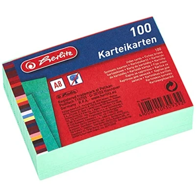 Image de Herlitz 10836336 Lot de 100 fiches lignées Vert Format A8