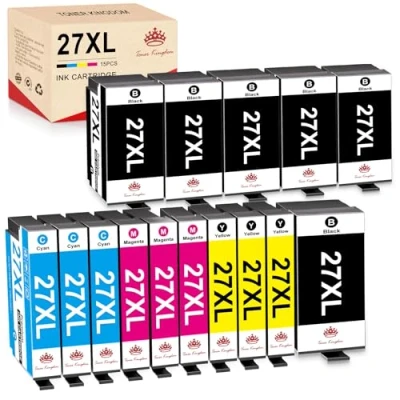 Image de Toner Kingdom 27XL Cartouches d&#039;encre Compatible pour Epson 27 XL Workforce WF 7620 3620 7210 7610 3640 7720 7710 (6 Noir/3 Cyan/3 Magenta/3 Jaune)