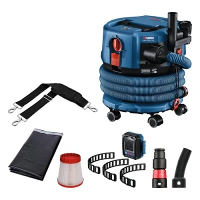 Image de Bosch Professional 18V System aspirateur sans fil GAS 12 MC (classe de protection M, filtre HEPA, avec GCT 30 42, 3 sangles souples en caoutchouc, accessoires multiples)