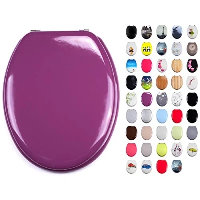 Image de MSV Abattant WC MDF CLÉO Violet Charnières INOX