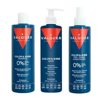 Image de Valquer Professional Hair Enhancer Pack Couleur: Shampooing Zéro% 400 ml + Masque Effet Glace 100 Après shampoing biphasique ml, Cheveux teints 1300 G (3 Unités)