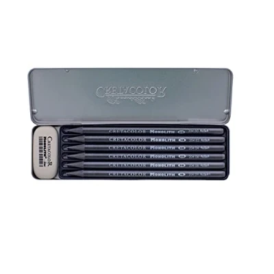 Image de CRETACOLOR Pocket Set, Urban Sketching, Monolith Graphit set de dessin, 7 pièces, MonolithGraphit, Gris, différents degrés dureté, idéal comme cadeau