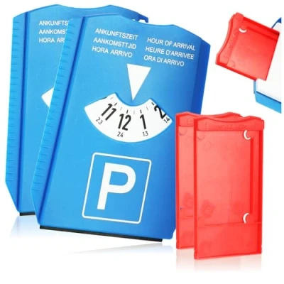 Image de com four® 2X Disque de stationnement avec grattoir à Glace, lèvre en Caoutchouc et Compartiment d&#039;urgence pour Les rapports d&#039;accident (2 pièces d&#039;urgence)
