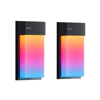 Image de Govee Applique Murale Extérieur RGBIC, Intelligente 1500LM avec 45 Modes de Scène, Etanche IP65, Effets Lumière DIY, Fonctionne Alexa, Google Assistant et Matter, 2 Paquets