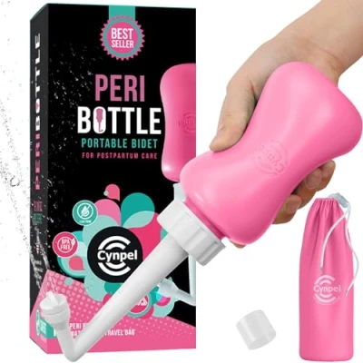 Image de Cynpel Bidet Portable Soin Post Partum 350ml Peri Bottle Femmes Douche Intime Perinée Jet à l&#039;Envers Pompe Lavage de Voyage après l&#039;Accouchement Vieux Rose