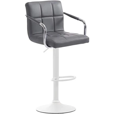 Image de CLP Tabouret De Bar Ergonomique Lucy V2 en Similicuir I Hauteur Réglable Chaise Pivotante avec Accoudoirs Dossier Et Repose Pied, Couleur:Gris, Couleur du Cadre:Blanc