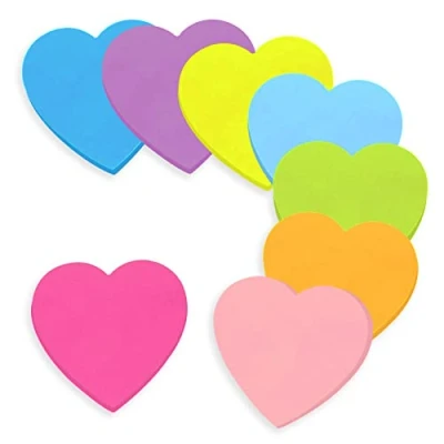 Image de Note Autocollant, 560 Feuilles Forme de Coeur Auto Adhésif Couleur Notes Adhésives, Autocollantes Marque Pages Pour Book Etudiants Lecture Bureau(8 Couleurs, 70 x mm)