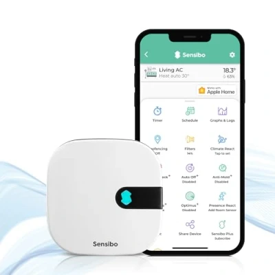 Image de Sensibo Air Contrôleur intelligent sans fil pour climatiseur. Installation facile. Confort optimal. Application contrôle Wifi auto du thermostat. Compatible Google, Alexa, Siri et Apple HomeKit