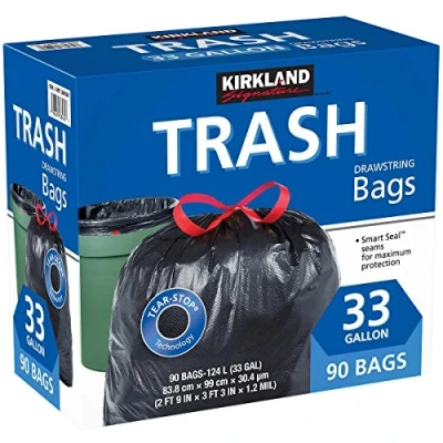 Image de Kirkland Signature Sacs Poubelle avec Cordon, 125 litres, Taille XL, 90 Articles